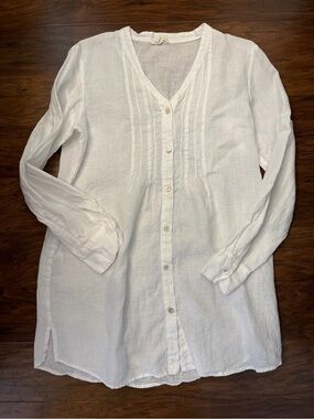 Eileen Fisher Organic Linen Button Blouse Size S
